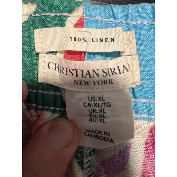 Christian Siriano EUC Multicolor Abstract Elastic Waist Wide Leg Linen Pant XL - Picture 6 of 6